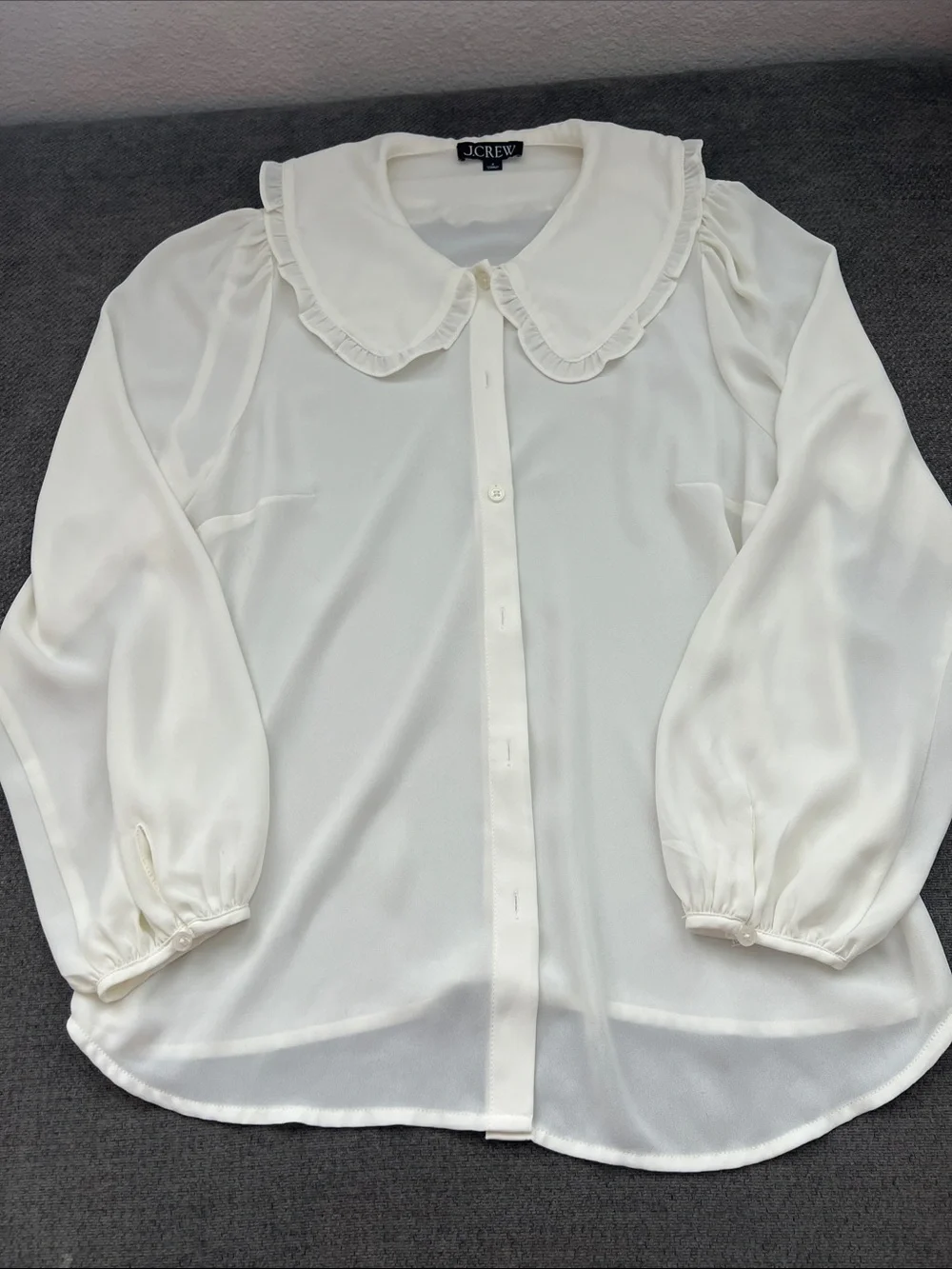 J. Crew Cream Ruffle Peter Pan Collar Blouse